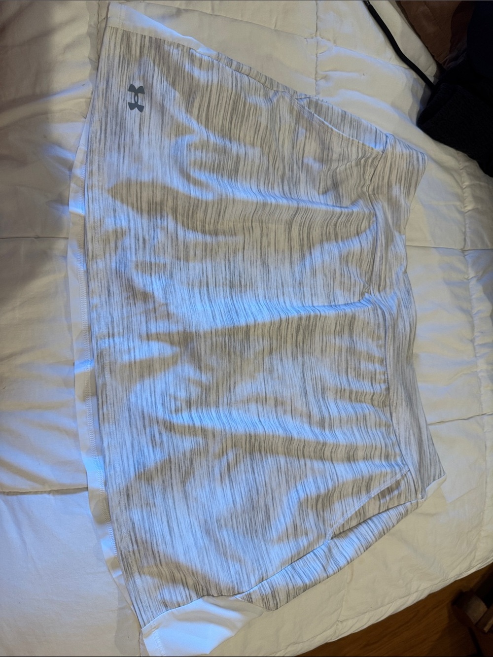Under Armour White and Light Gray Striped Athletic Skort